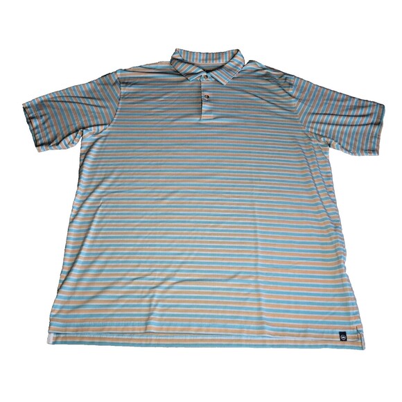 Peter Millar Other - Peter Millar Seaside Men's Golf Performance Polo Orange/Blue Stripes Size XL